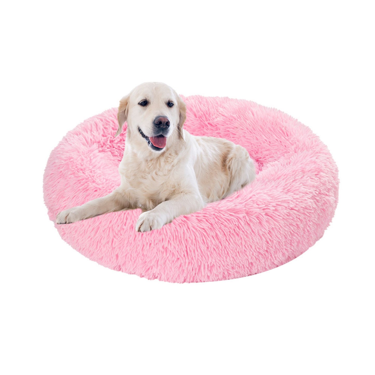 Fluffy Donut Pet Bed – Calming Plush & Washable Cushion