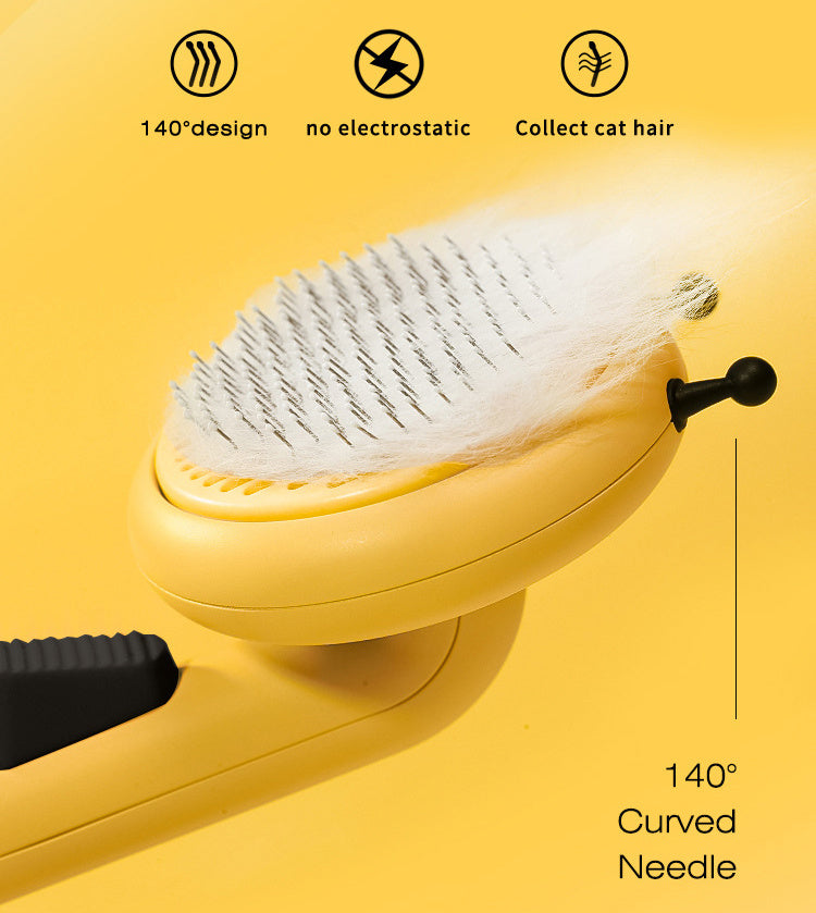 Little Bee Pet Hair Removal Brush – One-Button Cleaning Grooming Tool