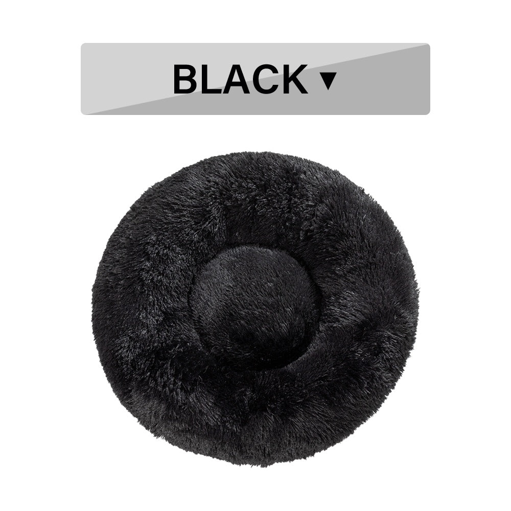 Fluffy Donut Pet Bed – Calming Plush & Washable Cushion