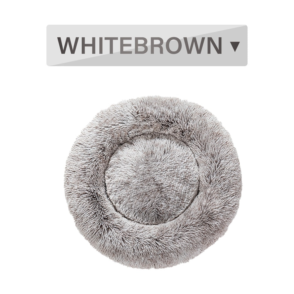 Fluffy Donut Pet Bed – Calming Plush & Washable Cushion