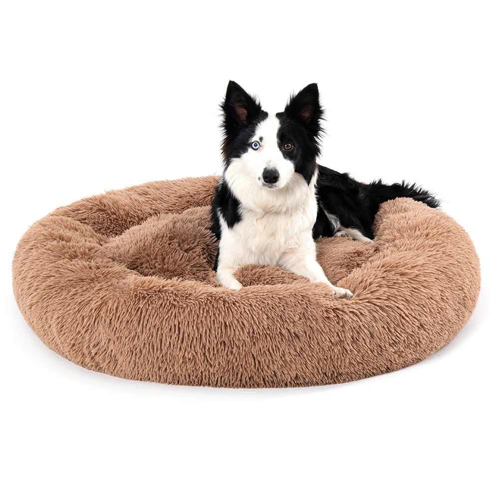 Fluffy Donut Pet Bed – Calming Plush & Washable Cushion