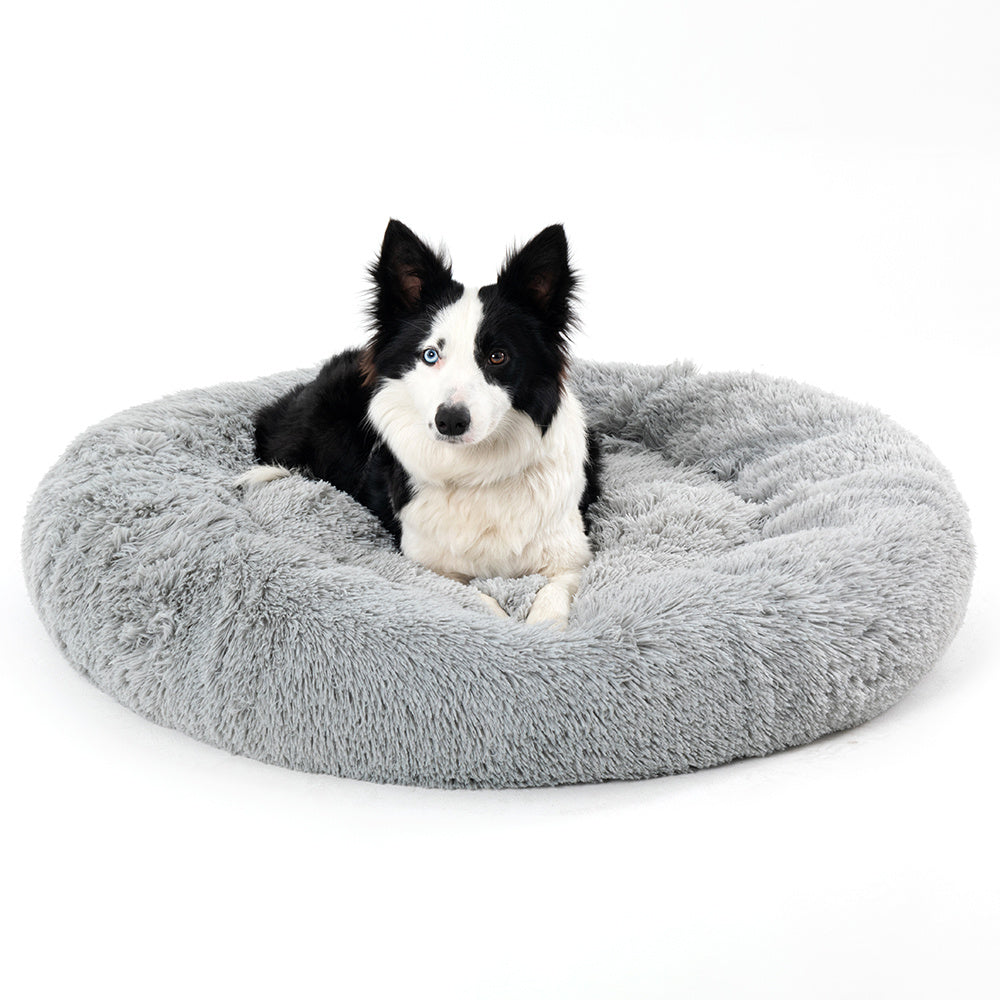 Fluffy Donut Pet Bed – Calming Plush & Washable Cushion