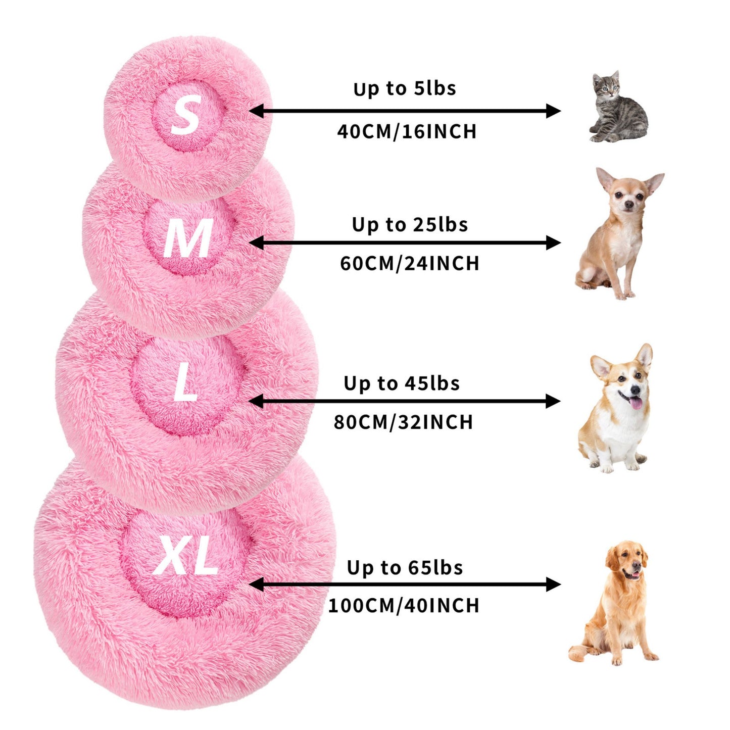 Fluffy Donut Pet Bed – Calming Plush & Washable Cushion